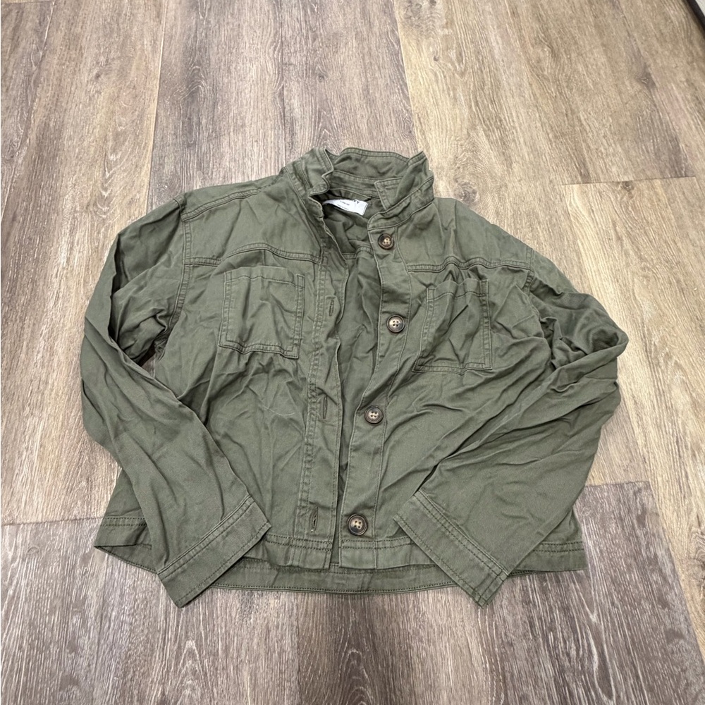 Old Navy Olive Green Utility Jacket - Casual Button Front